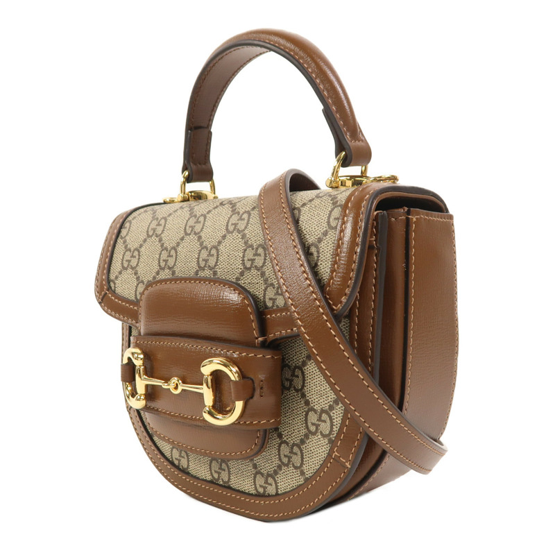 GUCCI 塗層帆布Horsebit 1955 Mini Top Handle金扣手挽肩背兩用袋-2