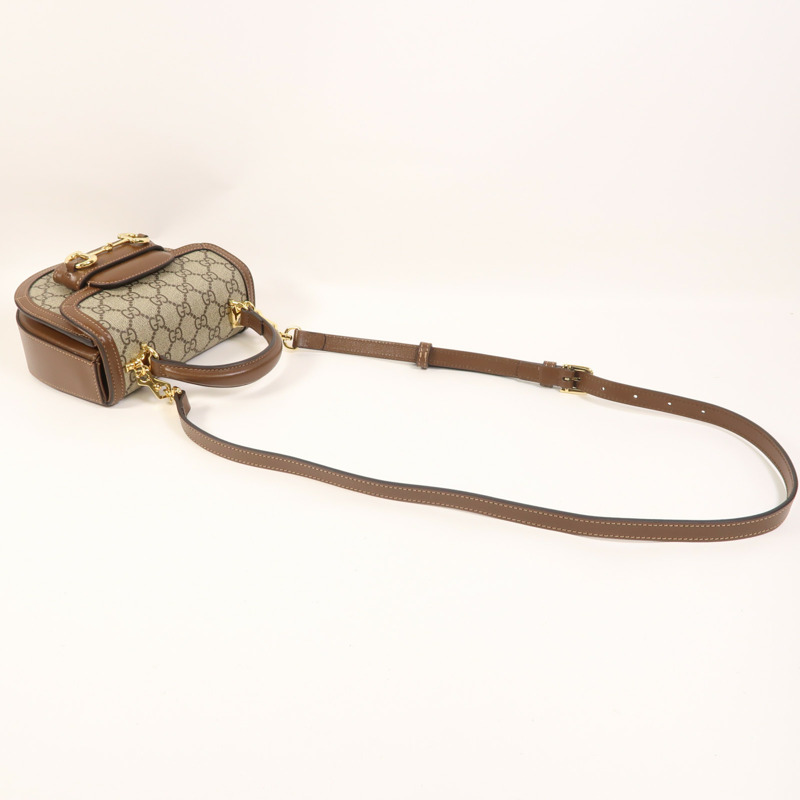 GUCCI 塗層帆布Horsebit 1955 Mini Top Handle金扣手挽肩背兩用袋-7