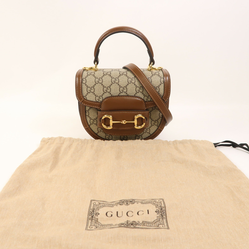 GUCCI 塗層帆布Horsebit 1955 Mini Top Handle金扣手挽肩背兩用袋-8