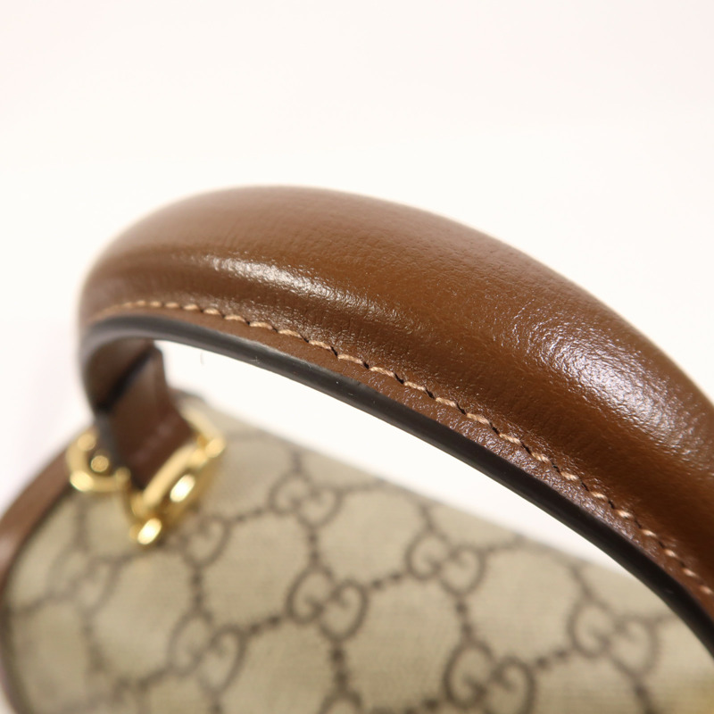 GUCCI 塗層帆布Horsebit 1955 Mini Top Handle金扣手挽肩背兩用袋-13