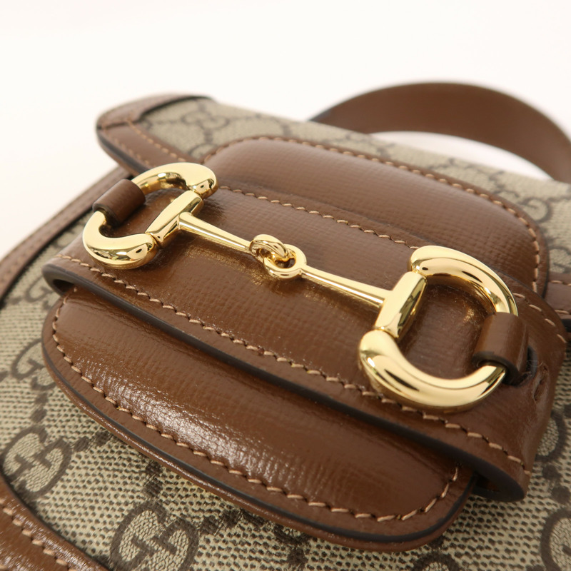 GUCCI 塗層帆布Horsebit 1955 Mini Top Handle金扣手挽肩背兩用袋-15
