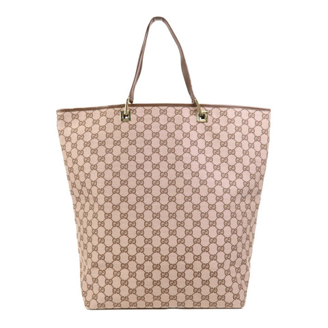 GUCCI 帆布Tote Bag金扣肩背袋