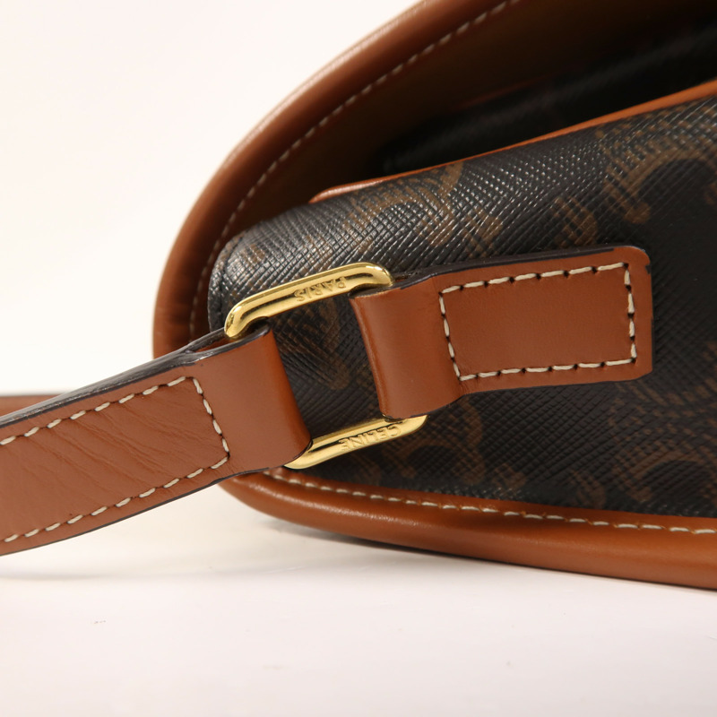 CELINE 塗層帆布Folco金扣肩背袋-12