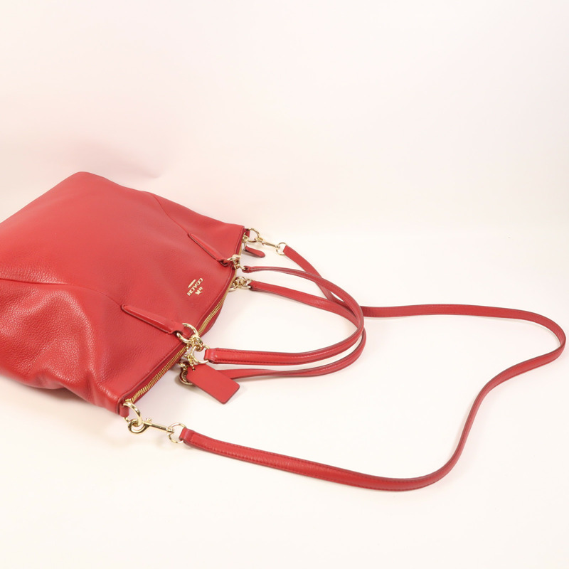 COACH 牛皮皮革2 Way Shoulder金扣手挽肩背兩用袋-7