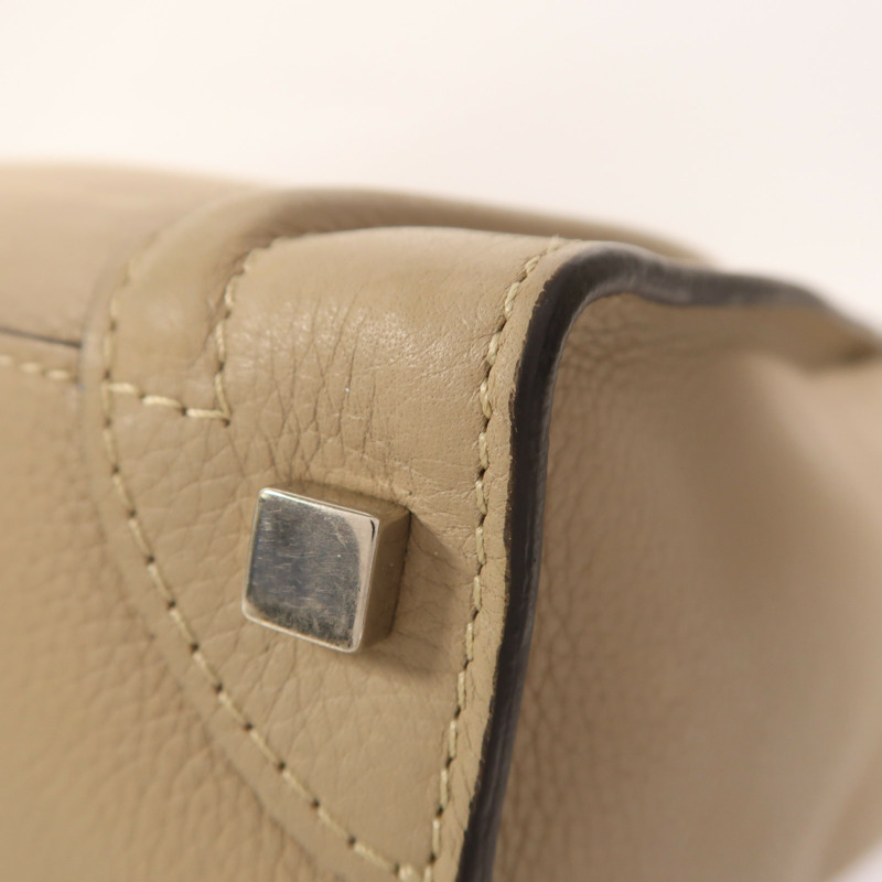 CELINE 牛皮皮革Micro Luggage銀扣手挽袋-8