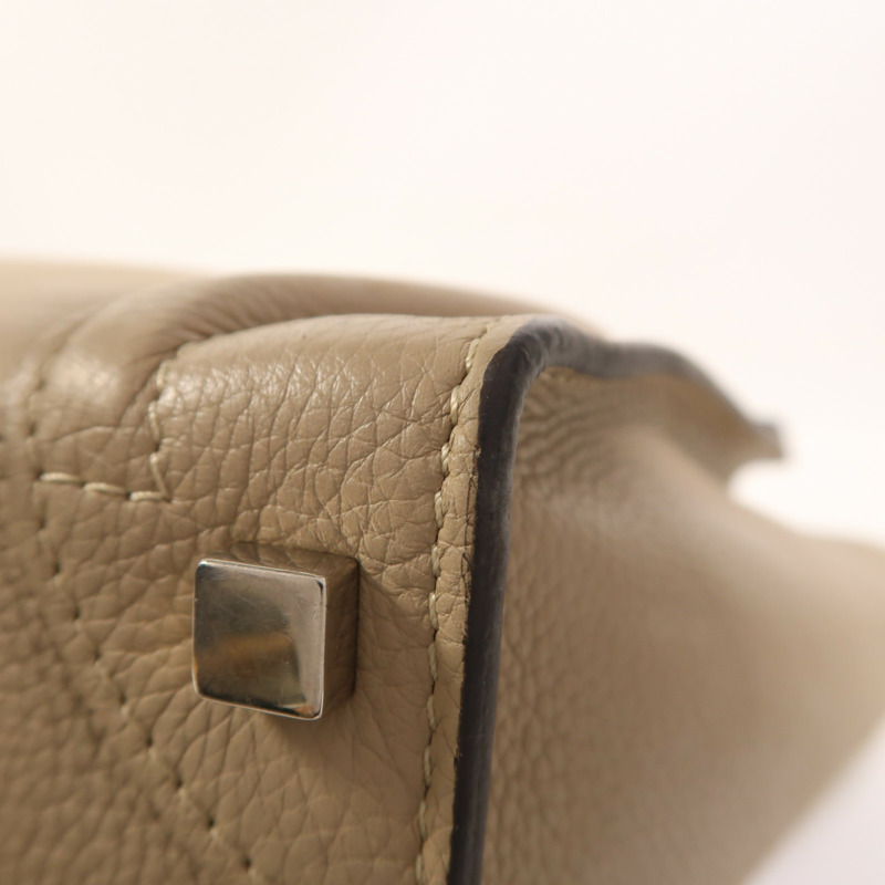 CELINE 牛皮皮革Micro Luggage銀扣手挽袋-10