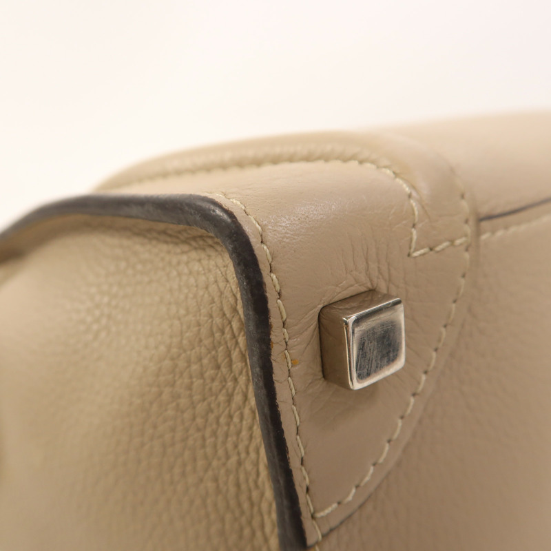 CELINE 牛皮皮革Micro Luggage銀扣手挽袋-11