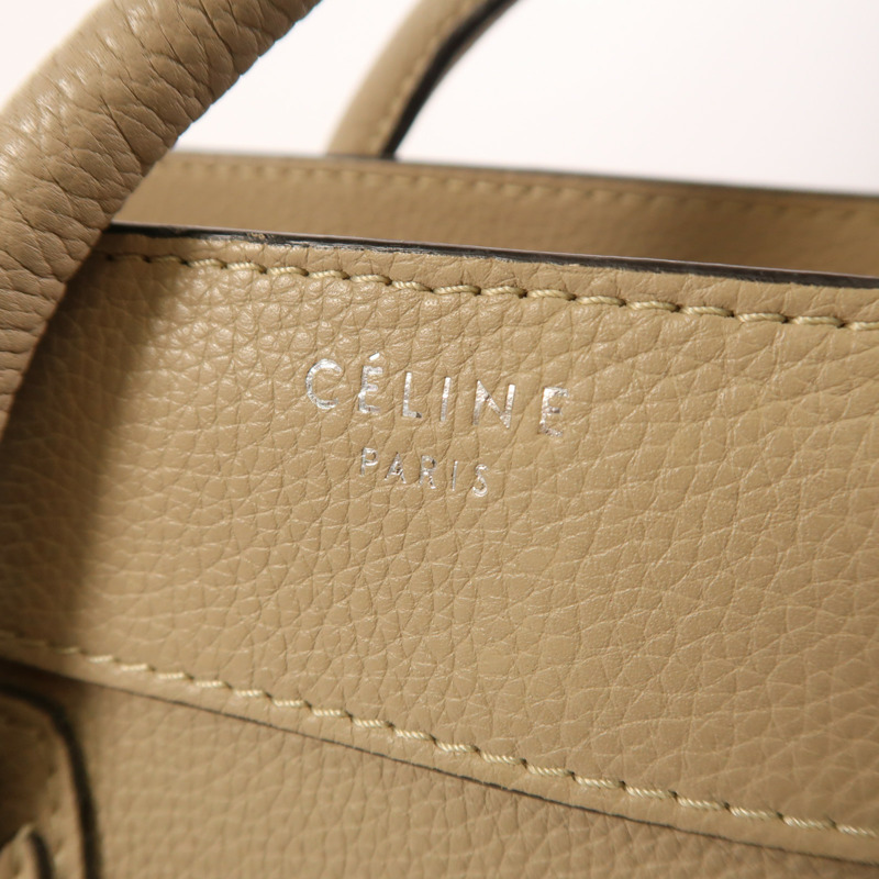CELINE 牛皮皮革Micro Luggage銀扣手挽袋-18
