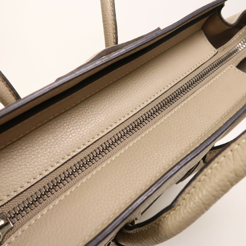 CELINE 牛皮皮革Micro Luggage銀扣手挽袋-21