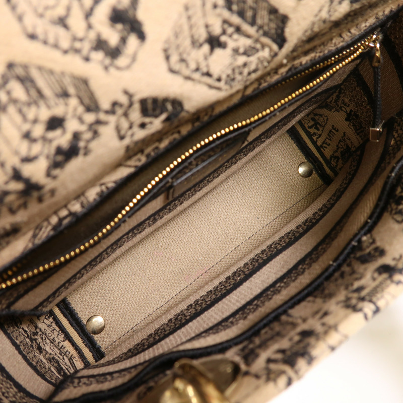 Dior 帆布Lady Dior D Lite Medium金扣手挽肩背兩用袋-4