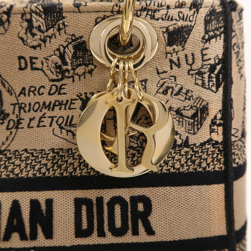 Dior 帆布Lady Dior D Lite Medium金扣手挽肩背兩用袋-14