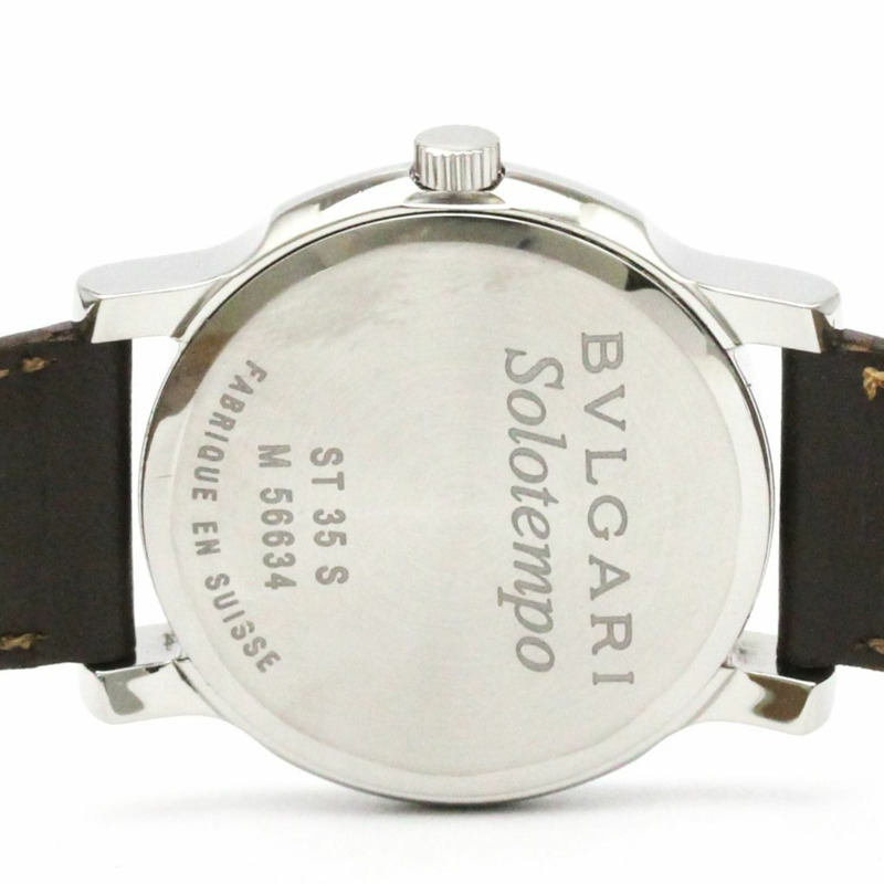 寶格麗 Solotempo 精鋼皮革石英男士腕錶 ST35S 拋光款-5