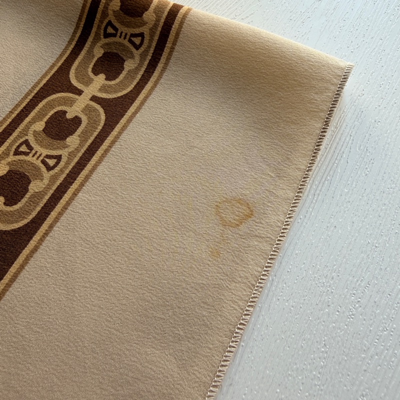 Celine 純絲質圍巾 絲巾 領巾 頭巾 米色 凱旋門-10