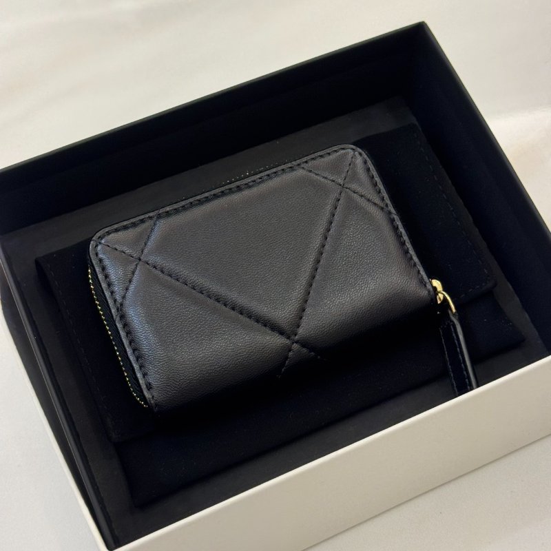 *SHIHNA名牌精品* CHANEL 19 黑金 羊皮零錢包芯片款-2
