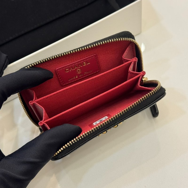 *SHIHNA名牌精品* CHANEL 19 黑金 羊皮零錢包芯片款-3