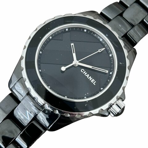 CHANEL 香奈兒 J12 UNTITLED 38MM AUTOMATIC 黑色高科技精密陶瓷錶殼 黑色幾何圖騰面盤 LIMITED EDITION 1200 SWISS MADE