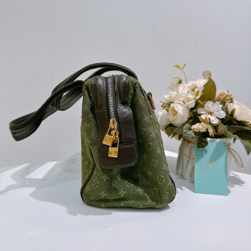 TW4725  Louis Vuitton路易威登 綠色經典花紋 中古帆布手提包 Monogram Canvas Mini Lin Josephine Bag-2