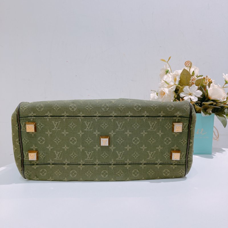 TW4725  Louis Vuitton路易威登 綠色經典花紋 中古帆布手提包 Monogram Canvas Mini Lin Josephine Bag-4