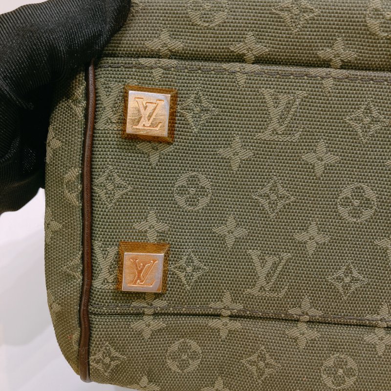 TW4725  Louis Vuitton路易威登 綠色經典花紋 中古帆布手提包 Monogram Canvas Mini Lin Josephine Bag-5