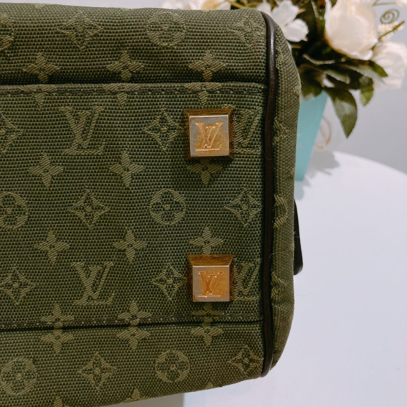 TW4725  Louis Vuitton路易威登 綠色經典花紋 中古帆布手提包 Monogram Canvas Mini Lin Josephine Bag-6