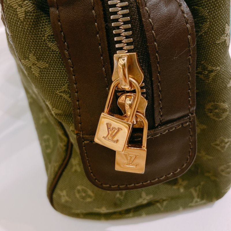 TW4725  Louis Vuitton路易威登 綠色經典花紋 中古帆布手提包 Monogram Canvas Mini Lin Josephine Bag-8