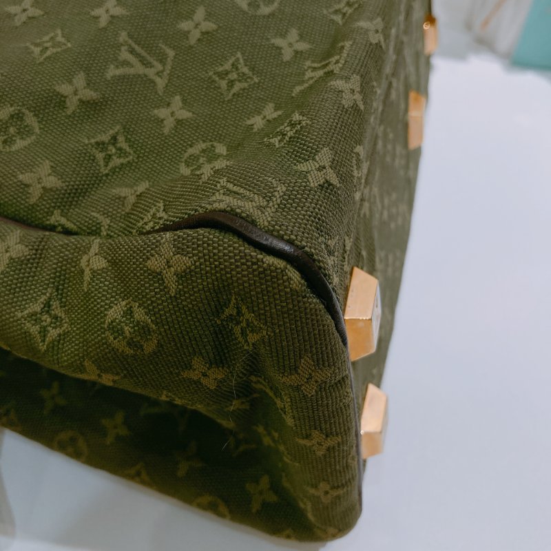 TW4725  Louis Vuitton路易威登 綠色經典花紋 中古帆布手提包 Monogram Canvas Mini Lin Josephine Bag-9