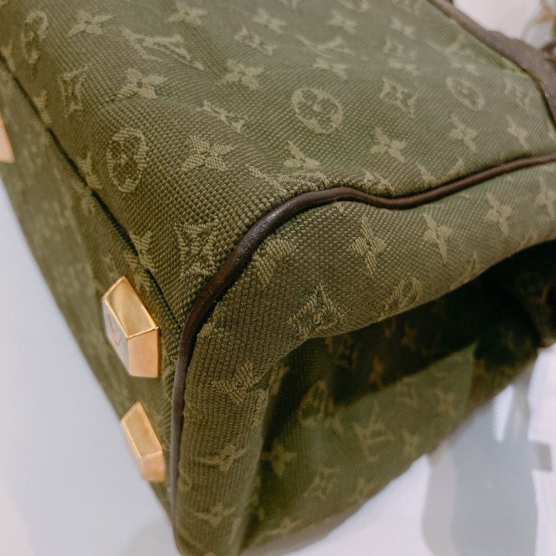 TW4725  Louis Vuitton路易威登 綠色經典花紋 中古帆布手提包 Monogram Canvas Mini Lin Josephine Bag-10