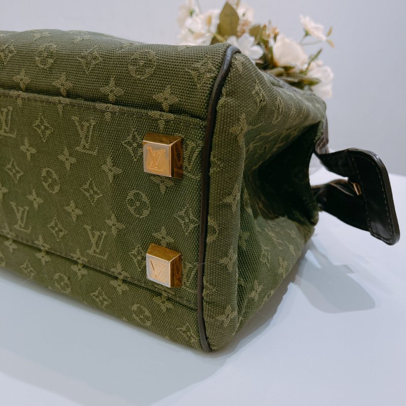TW4725  Louis Vuitton路易威登 綠色經典花紋 中古帆布手提包 Monogram Canvas Mini Lin Josephine Bag-11