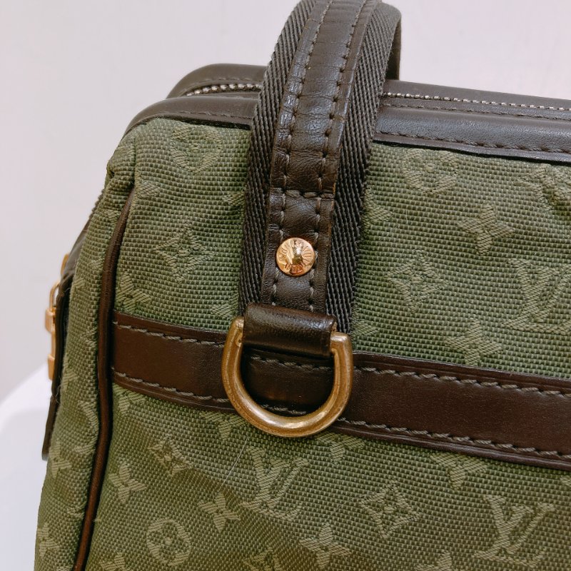 TW4725  Louis Vuitton路易威登 綠色經典花紋 中古帆布手提包 Monogram Canvas Mini Lin Josephine Bag-13