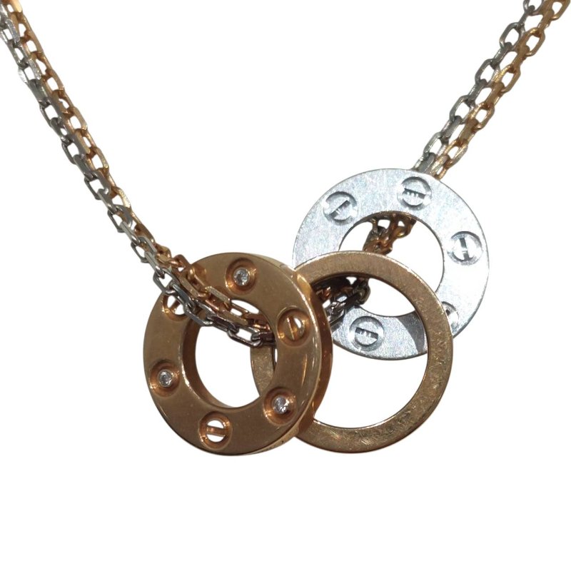CARTIER 卡地亞 B7219700 LOVE THREE-HOOP NECKLACE 18K 項鍊 PG WG YG-1