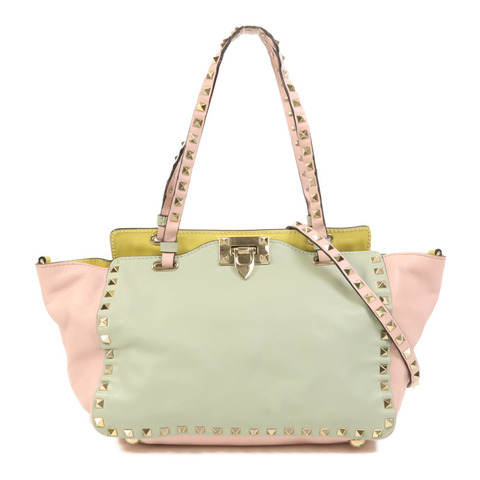 Valentino 羊皮皮革2 Way Shoulder金扣手挽肩背兩用袋