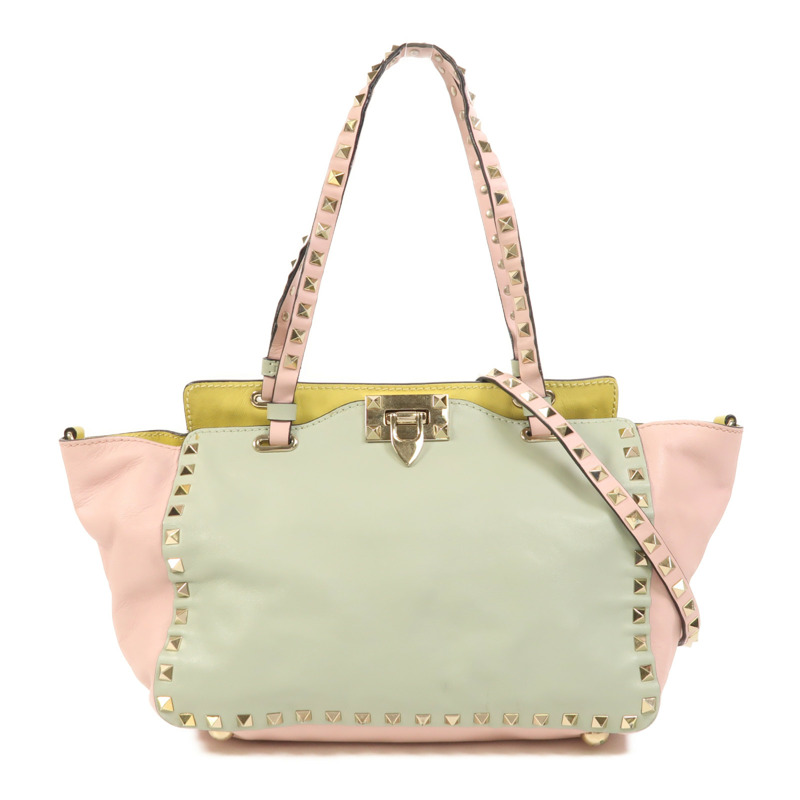 Valentino 羊皮皮革2 Way Shoulder金扣手挽肩背兩用袋-0