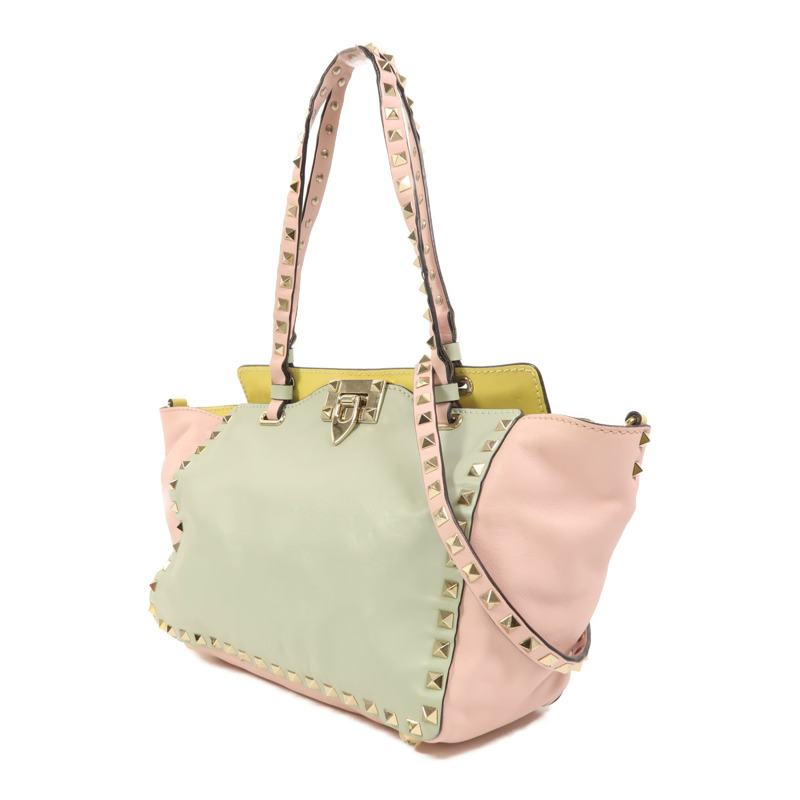 Valentino 羊皮皮革2 Way Shoulder金扣手挽肩背兩用袋-2