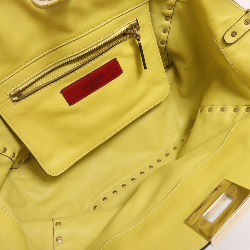 Valentino 羊皮皮革2 Way Shoulder金扣手挽肩背兩用袋-4