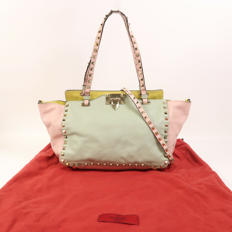 Valentino 羊皮皮革2 Way Shoulder金扣手挽肩背兩用袋-8