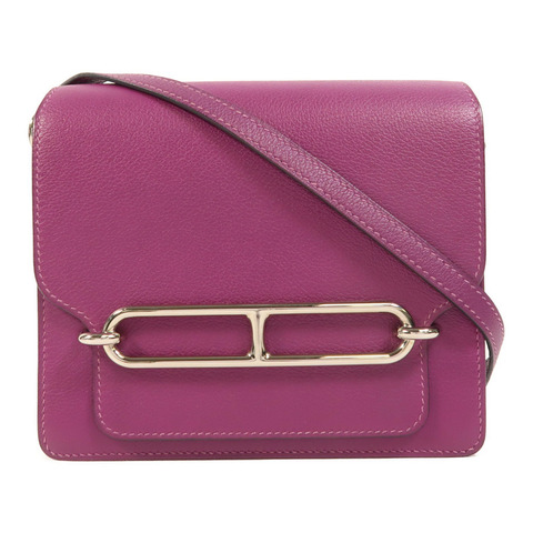 HERMES Evercolor皮革Roulis Mini銀扣肩背袋Anemone