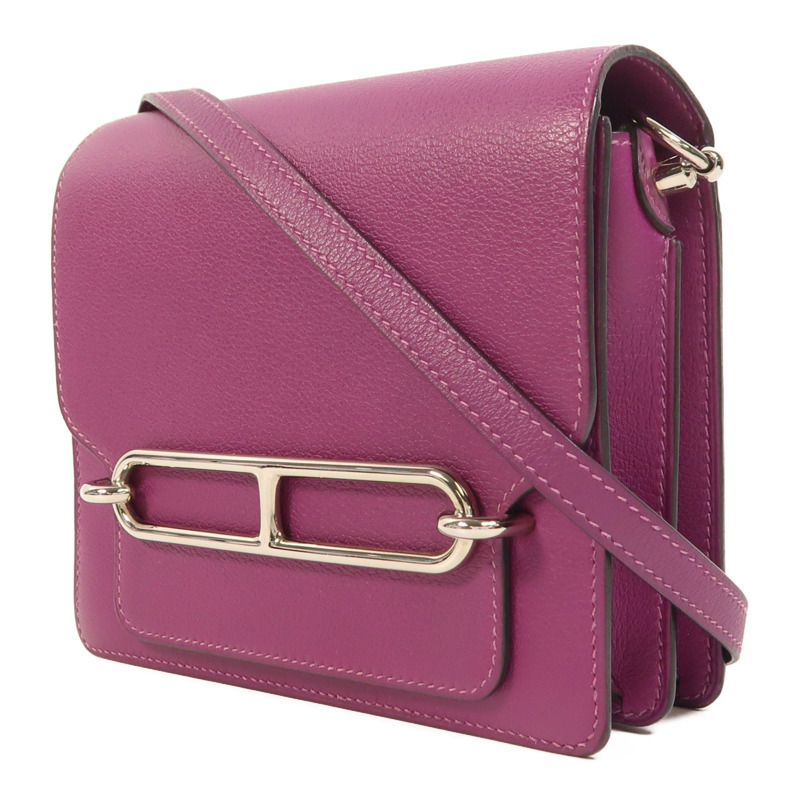 HERMES Evercolor皮革Roulis Mini銀扣肩背袋Anemone-2