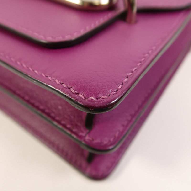 HERMES Evercolor皮革Roulis Mini銀扣肩背袋Anemone-9