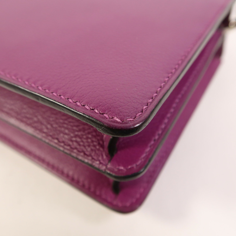 HERMES Evercolor皮革Roulis Mini銀扣肩背袋Anemone-11