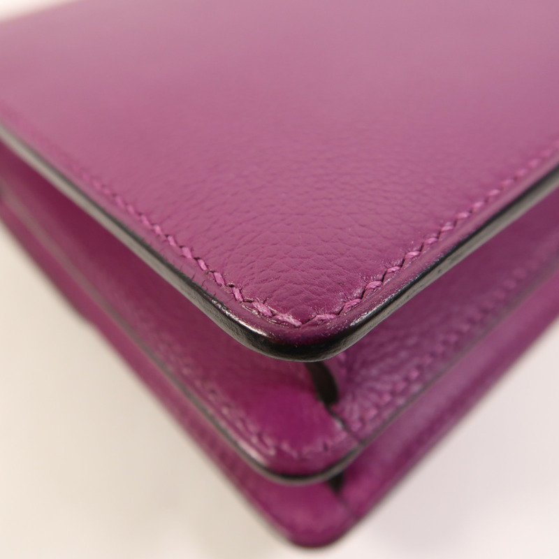 HERMES Evercolor皮革Roulis Mini銀扣肩背袋Anemone-12
