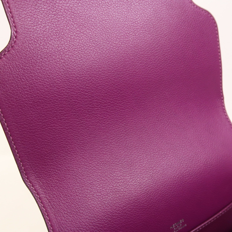 HERMES Evercolor皮革Roulis Mini銀扣肩背袋Anemone-13