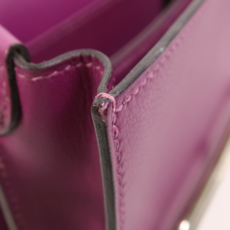 HERMES Evercolor皮革Roulis Mini銀扣肩背袋Anemone-17