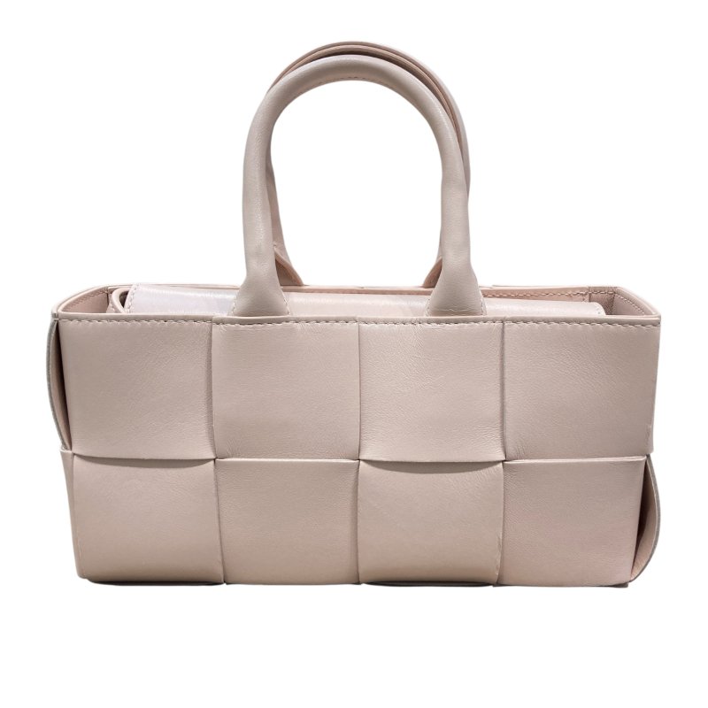 BOTTEGA VENETA 寶緹嘉 EAST-WEST ARCO TOTE BAG MINI 迷你編織格紋托特包 粉色 金釦-1