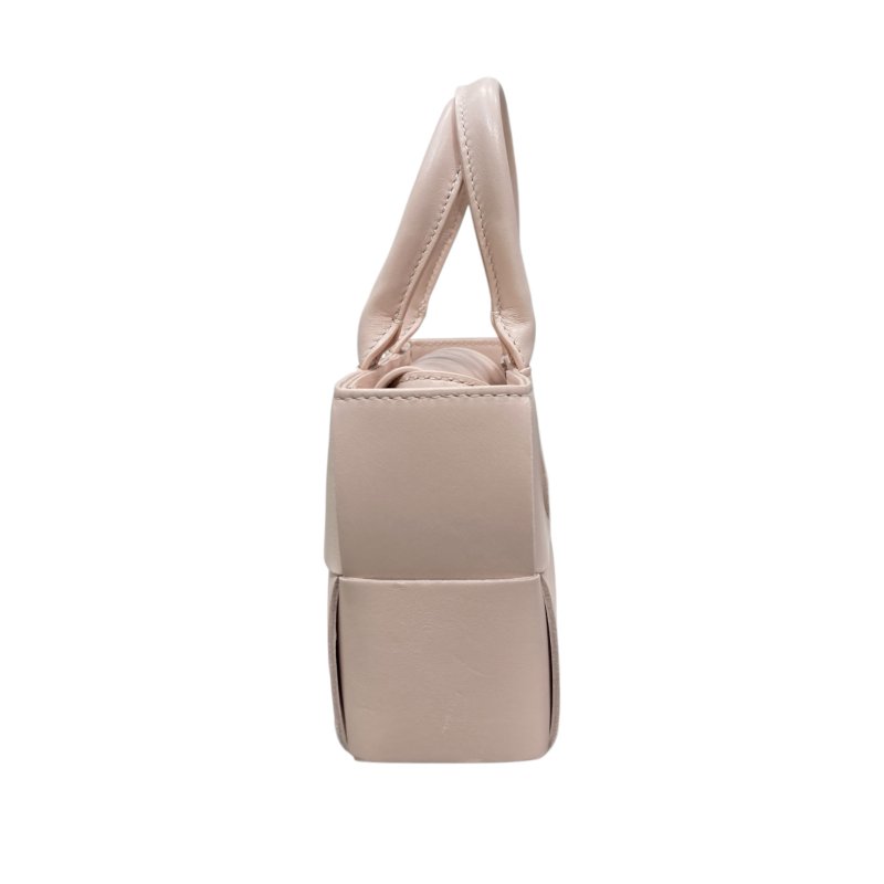 BOTTEGA VENETA 寶緹嘉 EAST-WEST ARCO TOTE BAG MINI 迷你編織格紋托特包 粉色 金釦-4