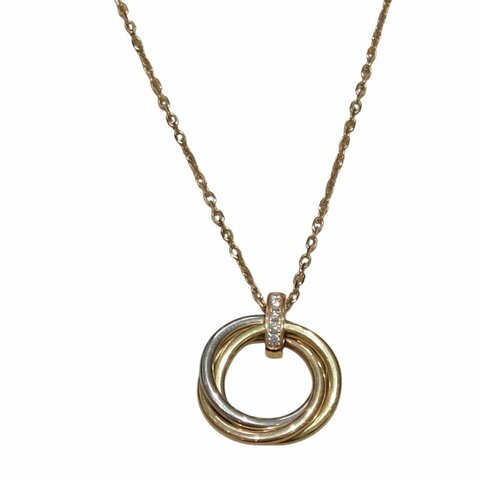 CARTIER 卡地亞 B7058700 TRINITY DIAMOND NECKLACE 18K 項鍊 PG WG YG 鑽石