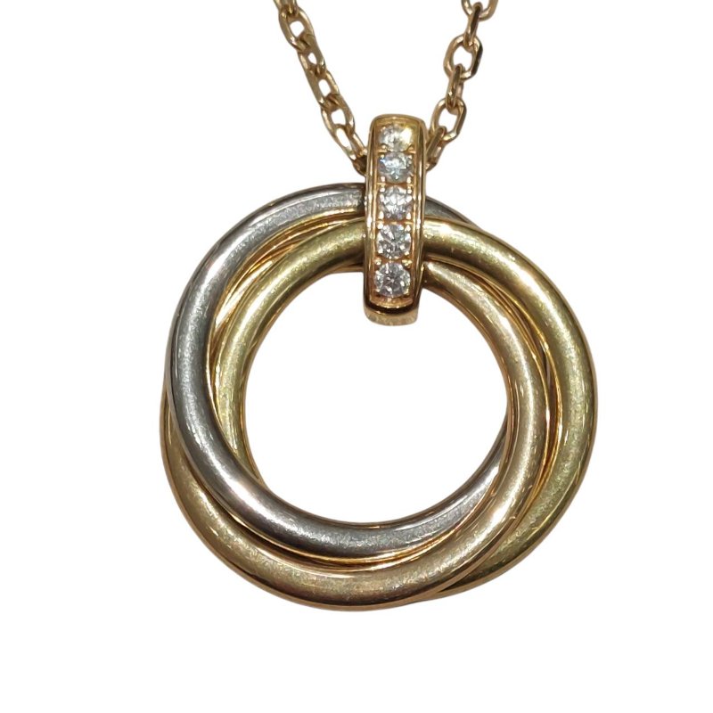 CARTIER 卡地亞 B7058700 TRINITY DIAMOND NECKLACE 18K 項鍊 PG WG YG 鑽石-1
