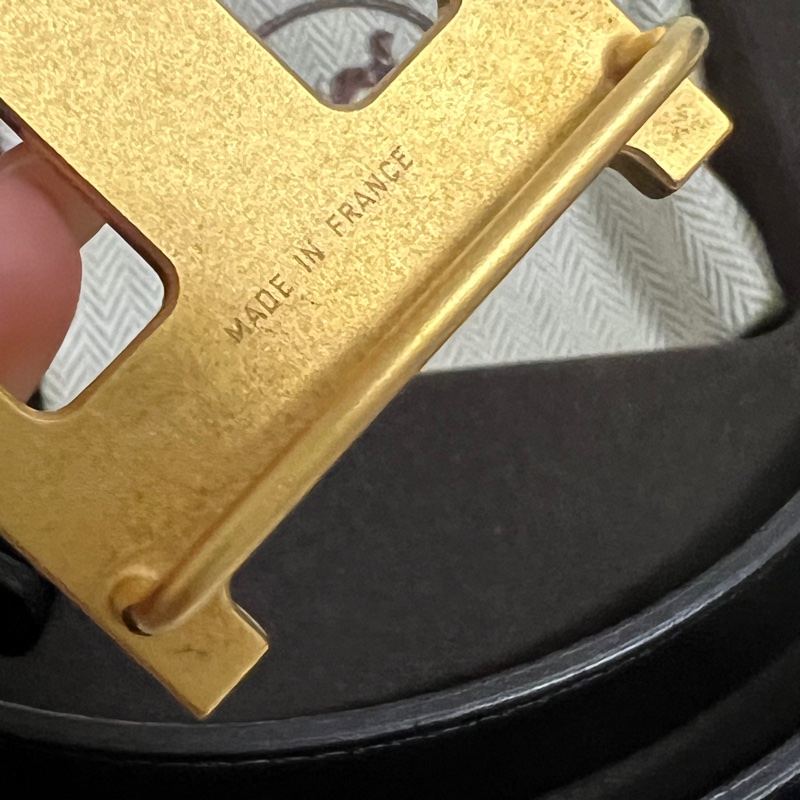 Hermes H皮帶扣 金扣 雙面腰帶32mm（黑+大象灰）-10