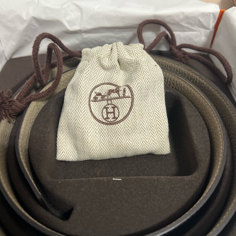 Hermes H皮帶扣 金扣 雙面腰帶32mm（黑+大象灰）-15