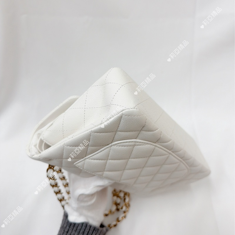莉亞精品♡ Chanel cf23 白金 近新美包-6