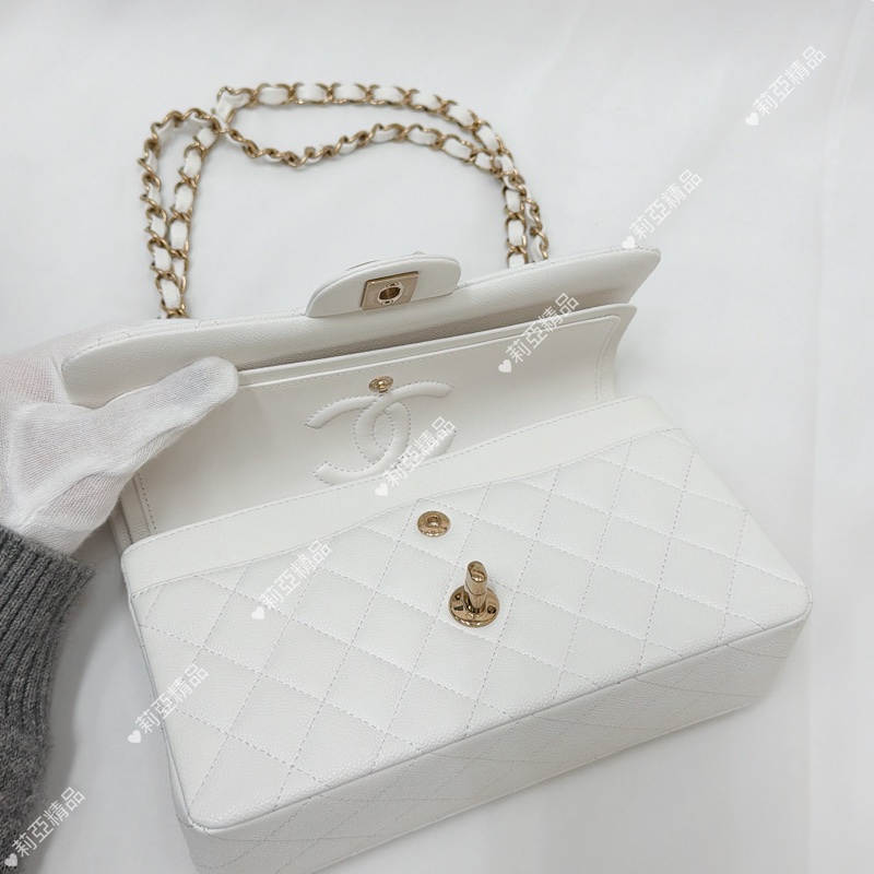 莉亞精品♡ Chanel cf23 白金 近新美包-13